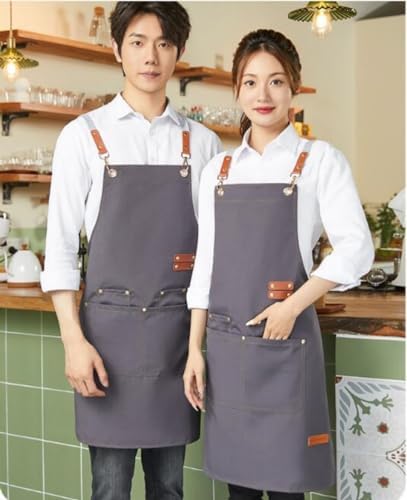 Canvas Chef Apron,Cross Back Apron for Men and Women with Adjustable