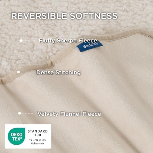 Bedsure Waterproof Dog Blankets for Large Dogs Sherpa Fleece Throw
