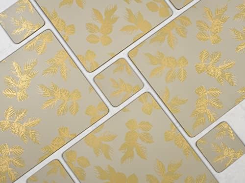 Pimpernel Sara Miller Etched Leaves Placemats, Set of 4 - Light Grey