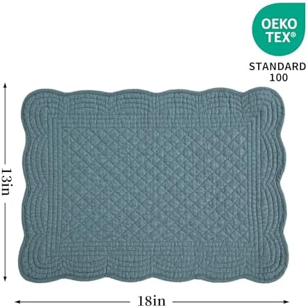 MABOZOO 100% Cotton Quilted Placemats Set of 6,Washable Cloth Table