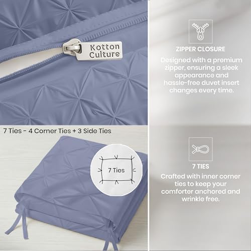 Kotton Culture 120"x 98" 3 Pc Oversized King Pinch Pleated - Pintuck