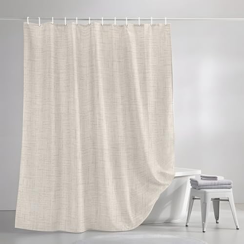 Minimalist Creamy White Shower Curtain for Bathroom Rustic Neutral