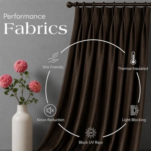Room Darkening Thermal Insulated Double Pinch Pleated Blackout Curtain