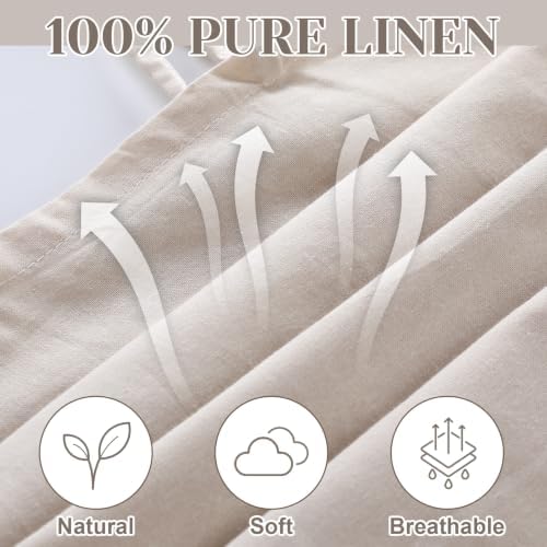 Batiyeer 2 Pcs 100% Linen Pillowcase Queen Size 20x30 Beige Soft