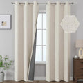 Cream 100% Blackout Linen Curtains Living Room 40x84 Inch Long 2
