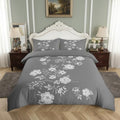 Homewish Kids Gray Floral Duvet Cover Set,Women Botanical Floral