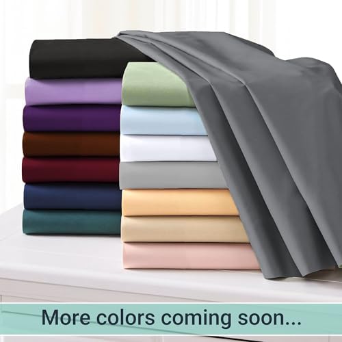 ZPECC King Flat Sheets Only Light Gray 6 Pack, Color-Coded Hem Threads