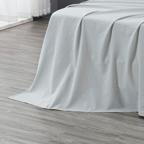 Chezmoi Collection Solid Light Gray 100% Washed Cotton Bed Sheet Set