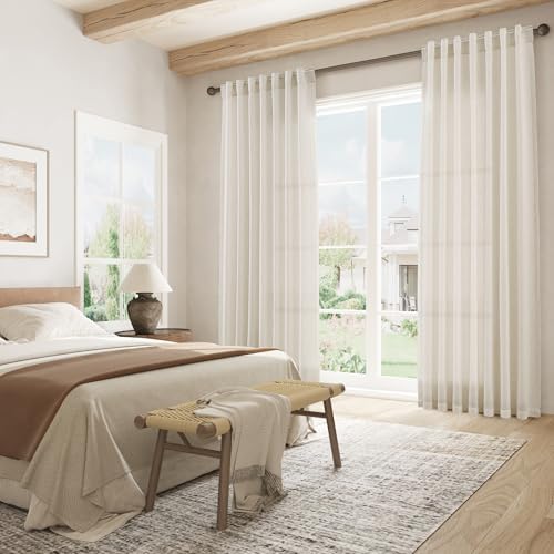 Joywell Extra Long Linen Curtains 120 Inches for Living Room Birch