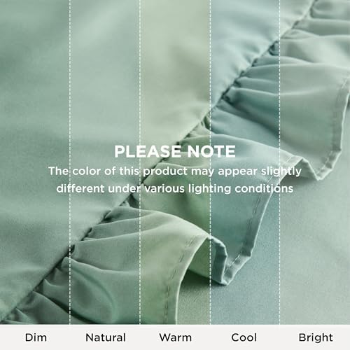 Bedsure Ruffle Pillow Cases Queen Size Set of 2, Green Pillow Shams