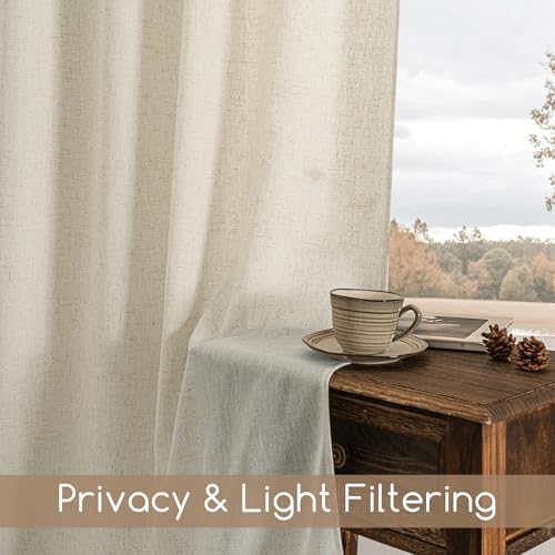 Natural Extra Long Linen Curtains 192 Inches Long for Living Room High
