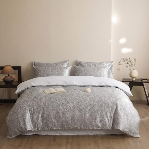 3 Pieces Duvet Cover Set, Soft Microfiber Polyester Botanical Print