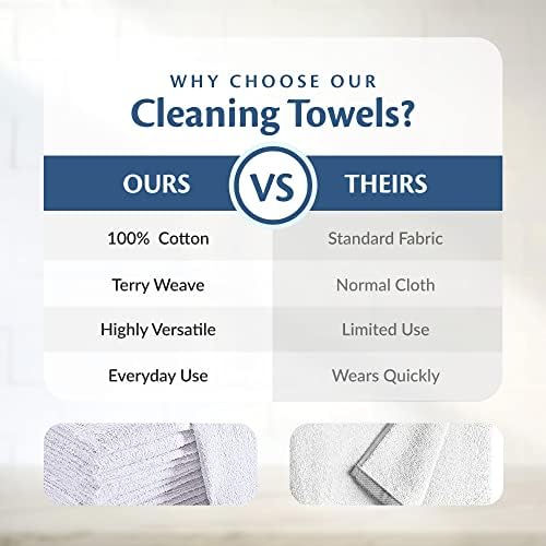 Cleaning Towels, 100% Cotton Bar Mops, White, 60 Pack