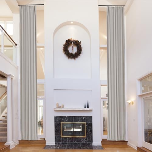 Fcosie Light Grey Velvet Drapes 120 Inches Long 4 in 1 Header Velvet