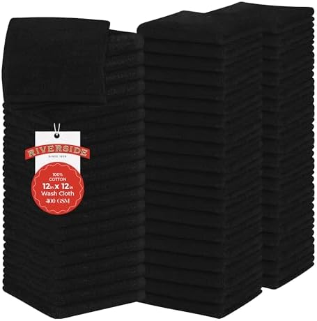RIVERSIDE 60-Pack Cotton Washcloths – Soft & Absorbent Face Towels