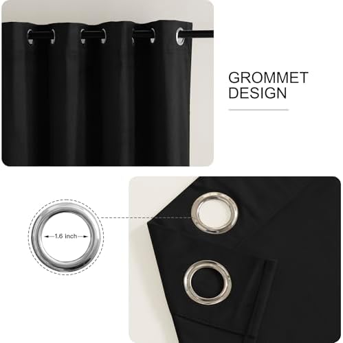 RYB HOME Black Velvet Blackout Curtains 120 inches Long for Bedroom