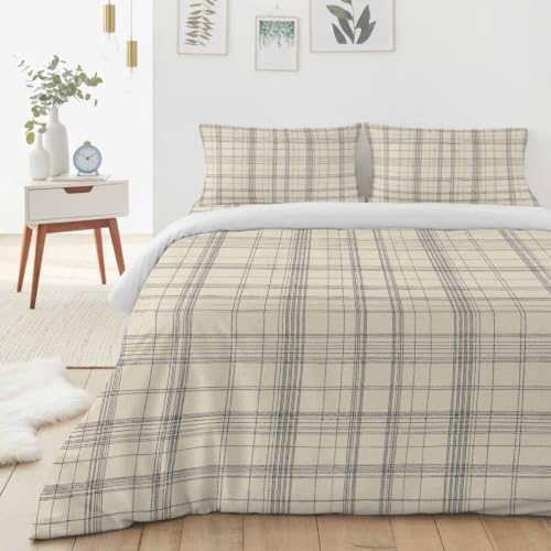 Duvet Cover Set California king Size 4 Pieces, Minimalist Farm Lattice