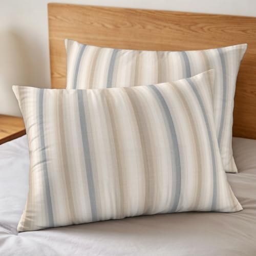 DecorLovee Brown Gray Striped Duvet Cover Set 3 Pieces with Zipper