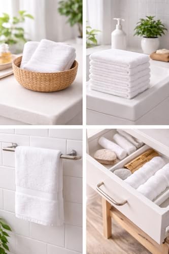 LUX Collection Washcloths 12x12 Inch, White Ring Spun Cotton, 400 GSM