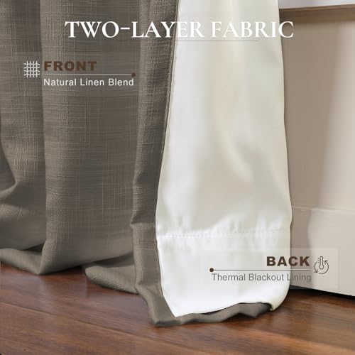 TWOPAGES Medium Gray Blackout Pinch Pleated Linen Curtain for Living