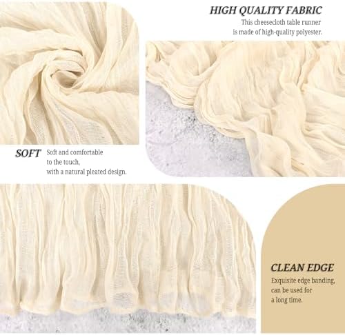 24 Pack Ivory Table Runner 20x120 inch Cheesecloth Table Runner