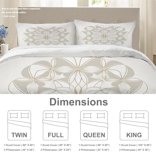 Floral Pattern 100% Cotton Duvet Cover Set Queen Size, Circular