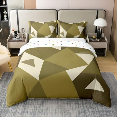 Feelyou Geometric Duvet Cover 100% Cotton King Size Boys Girls Brown