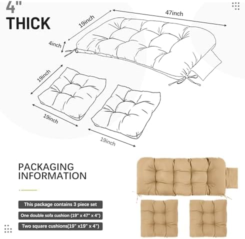 Yddsky 3Pcs Wicker Chair Cushion Sets for Patio