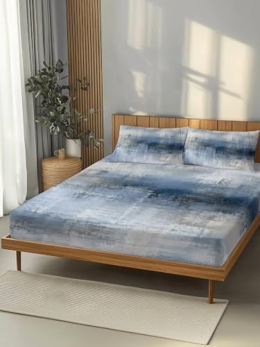 Fitted Sheets Elastic Deep Pocket Bed Sheet Twin XL Blue Gray Graffiti
