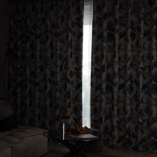 VOGOL Tropical Leaf Print Room Darkening Curtains, 52 x 63, 2 Panels