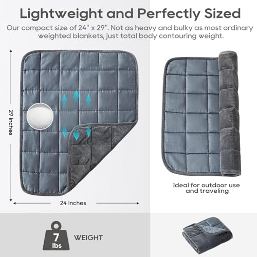Weighted Blanket 7lbs for Adults (Double-Sided), Small Weighted Lap