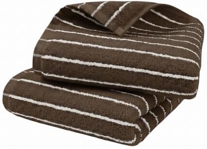 Striped Cotton Hand Towels, Quick Dry, Set of 2,15x28 (Brown)