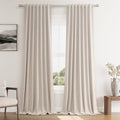 Guken 100% Blackout Linen Curtains 84 Inch Long 2 Panels Oatmeal