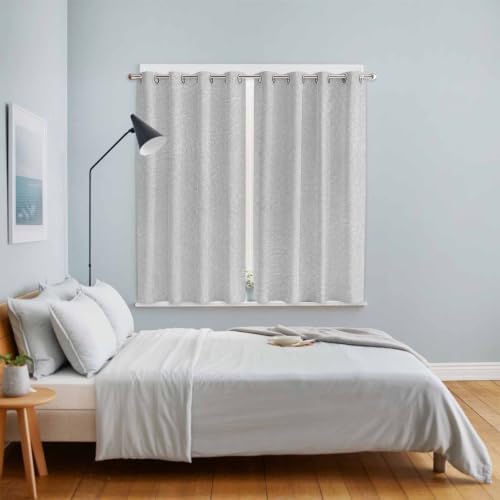 Grey Window Curtains 63 Inch Length 2 Panels Set, Modern Solid