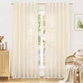 LAMIT Light Filtering Linen Curtains 84 inches Long for Bedroom, Linen