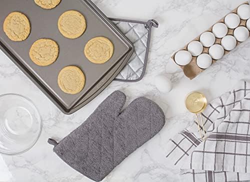 DII Basic Terry Collection Windowpane Dishtowel Set, 16x26, Gray