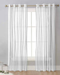 Gray Striped Sheer Curtains 63 Inch Length Grommet Semi Sheer Drapes