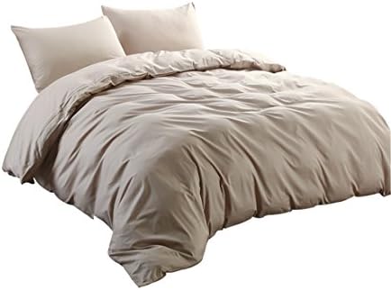100% Natural Cotton Duvet Cover Queen Size Taupe 3 Pcs Set