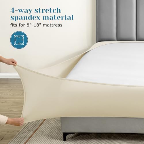 BYSURE Jersey Knit Full Size Bed Sheets 6 Pieces, Stretch Super Soft