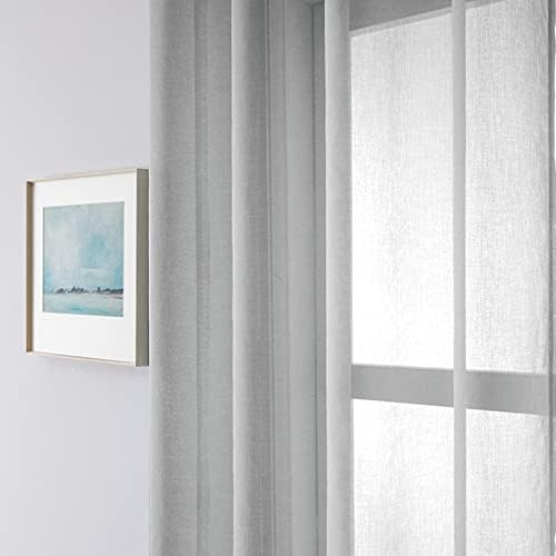 Epinki Curtain Panel Sheer, Polyester Grey Solid Color Grommet Drapes