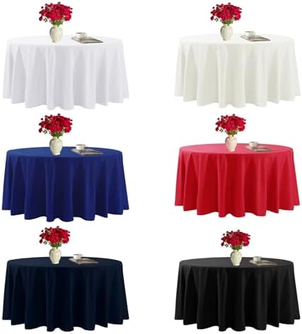 Fokitut 6 Pack Round Tablecloth, 90 Inch, Stain Resistant and Wrinkle