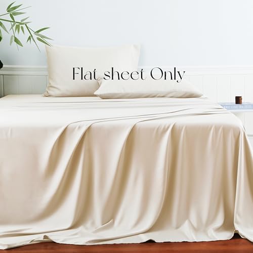 Bamboo Viscose Flat Sheets Only, 400 Thread Count Sateen Weave Queen