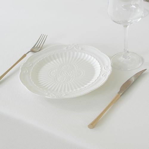JIALE White Table Cloth Square Tablecloth 60 x 60 Inches Spill-Proof