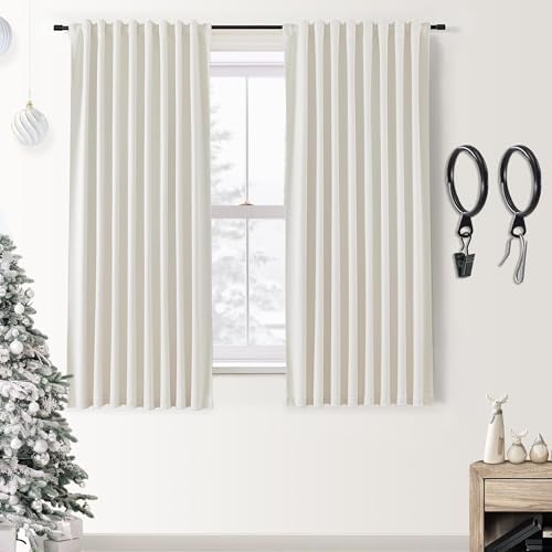 SHINELAND Rod Pocket Room Darkening Curtains for Bedroom, Soft Smooth