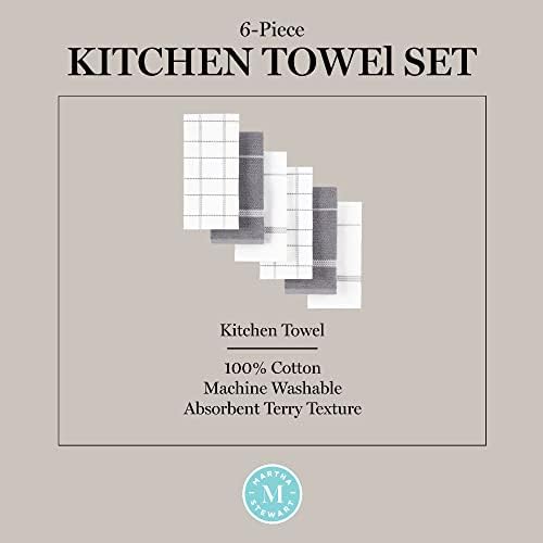 Martha Stewart Modern Waffle Kitchen Towel Set 6-Pack, Grey, 16"x28"