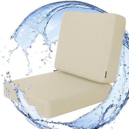 Favoyard Outdoor Deep Seat Cushion Set, 22 x 22 Inch, Beige
