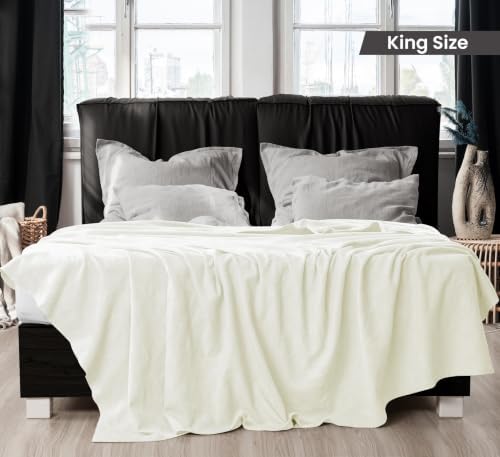 Utopia Bedding 100% Cotton Thermal Blanket Ivory King, 90x108 Inches
