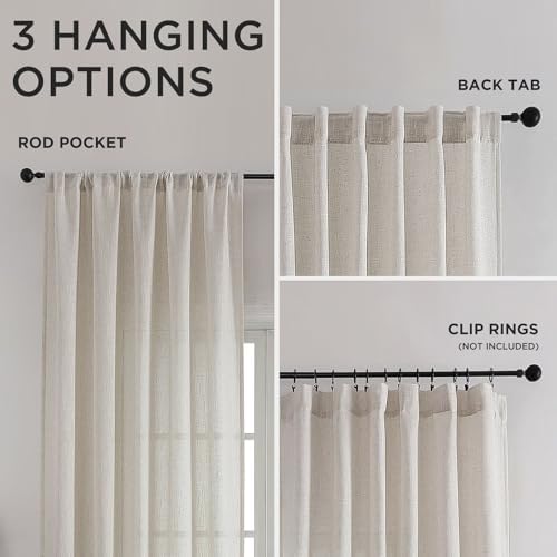 CUCRAF Natural Off White Linen Non See Through Semi Sheer Privacy