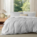 Bedsure Duvet Cover King Size, 3Pcs Double Brushed Bedding Set, Silver