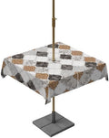 Outdoor Tablecloth with Umbrella Hole and Zipper Brown Damask Pattern